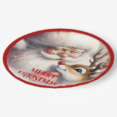 Fun Cartoon Santa Claus Rudolph Dinner Plates ペーパープレート (アングル)