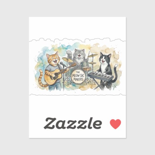 Fun Cat Band Music Piano Drums Keyboard シール (シート)