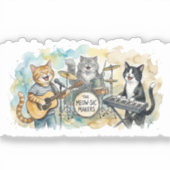 Fun Cat Band Music Piano Drums Keyboard シール (正面)