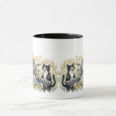 Fun Cat Band Music Piano Drums Keyboard マグカップ (中央)