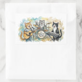 Fun Cat Band Music Piano Drums Keyboard 長方形シール (バッグ)