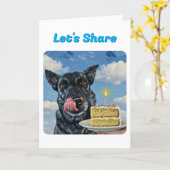 Fun Cattle Dog Oil Paint Texture Cover カード (黄色い花)