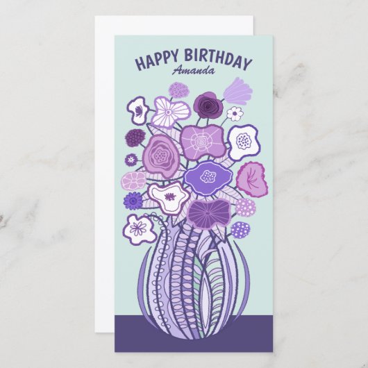 Fun cheerful flower bouquet CC0885 Birthday card (正面/裏面)