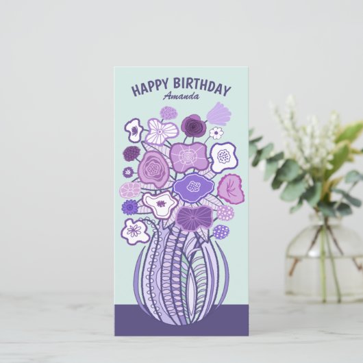 Fun cheerful flower bouquet CC0885 Birthday card (スタンド正面)