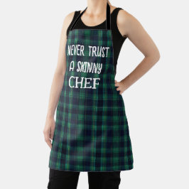 Fun Chef Quote On Green and Blue Tartan Plaid エプロン