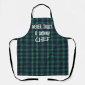 Fun Chef Quote On Green and Blue Tartan Plaid エプロン (正面)