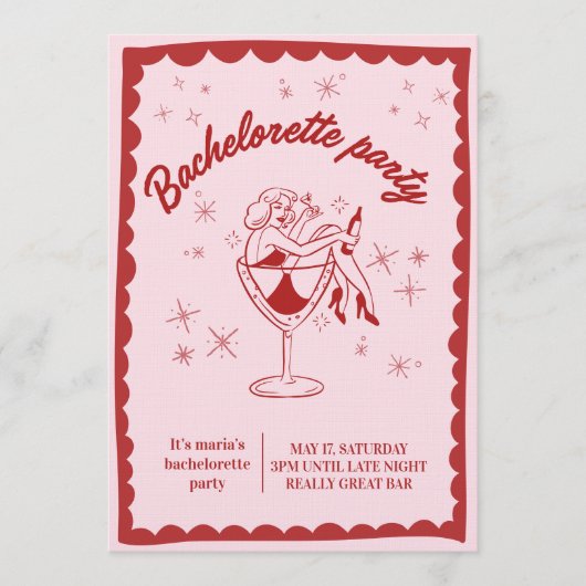 Fun & Chic Bachelorette Party Invitation for Girls 招待状 (正面)