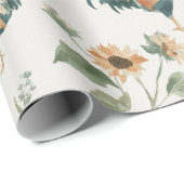 Fun Chicken Rooster Sunflower ラッピングペーパー (ロールコーナー)