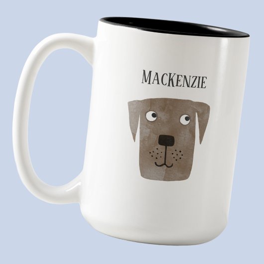 Fun Chocolate Labrador Retriever Dog Personalized ツートーンマグカップ
