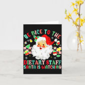 Fun Christmas Be Nice To The Dietary Staff Santa I カード (黄色い花)