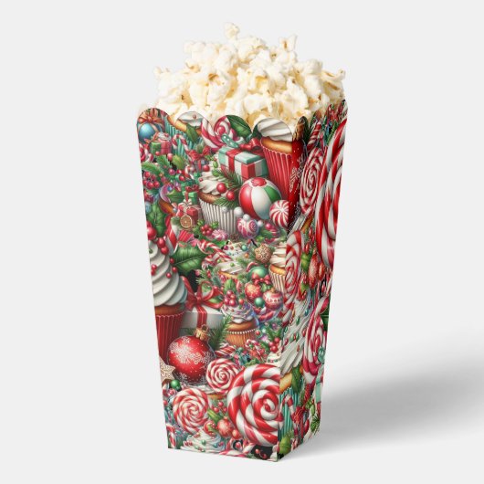 Fun Christmas Cupcakes Red Stripe Canes フェイバーボックス (はじけた状態)