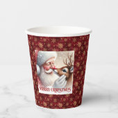 Fun Christmas Cups for Kids Santa and Rudolph 紙コップ (正面)