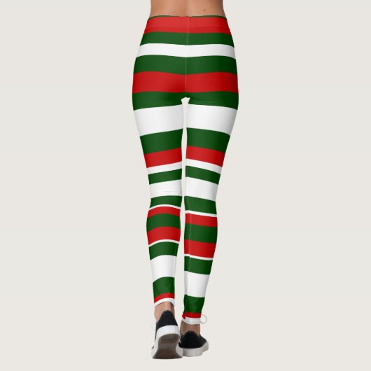 Fun Christmas Deck the Halls Crew Red Green Stripe レギンス (裏面)