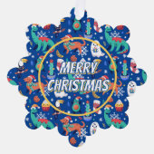 Fun Christmas Dinosaur Dog Parrot Avocado Cactus オーナメントカード (正面)