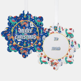 Fun Christmas Dinosaur Dog Parrot Avocado Cactus オーナメントカード