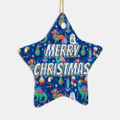 Fun Christmas Dinosaur Dog Parrot Avocado Cactus セラミックオーナメント (右)