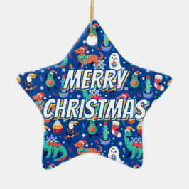 Fun Christmas Dinosaur Dog Parrot Avocado Cactus セラミックオーナメント