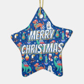 Fun Christmas Dinosaur Dog Parrot Avocado Cactus セラミックオーナメント (左)