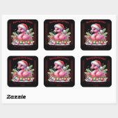 Fun Christmas flamingo with a personalized touch スクエアシール (シート)