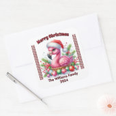 Fun Christmas flamingo with a personalized touch w スクエアシール (封筒)