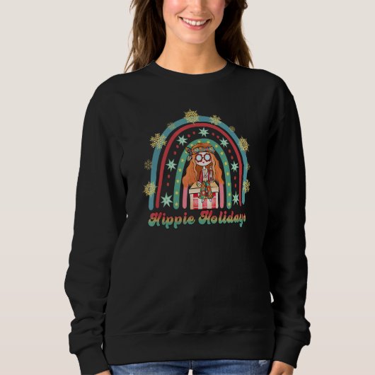 Fun Christmas Have A Hippie Holidays Retro Christm スウェットシャツ (正面)