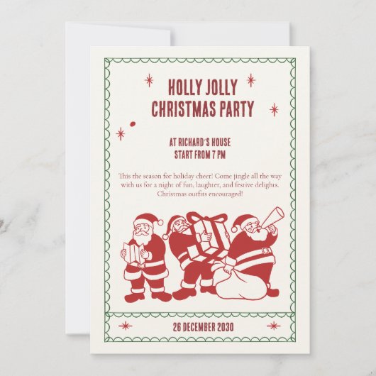 Fun Christmas party invite by Santa 招待状 (正面)