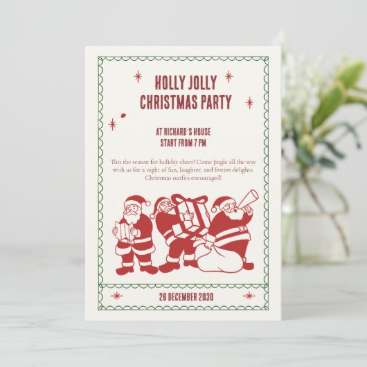 Fun Christmas party invite by Santa 招待状 (スタンド正面)