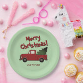 Fun Christmas party plates with red truck and tree ペーパープレート (パーティー)