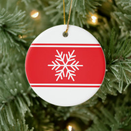 Fun Christmas Red White Racing Stripes Snowflake セラミックオーナメント