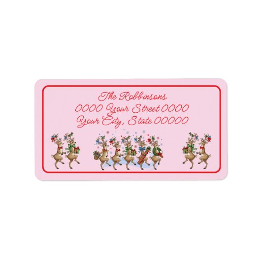 Fun Christmas Reindeers Return Address Label ラベル (正面)