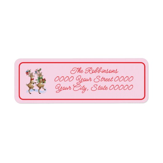 Fun Christmas Reindeers Return Address Label ラベル (正面)