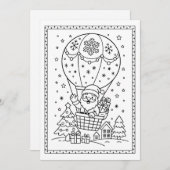 Fun Christmas Santa Coloring Flat Note Card シーズンカード (正面/裏面)