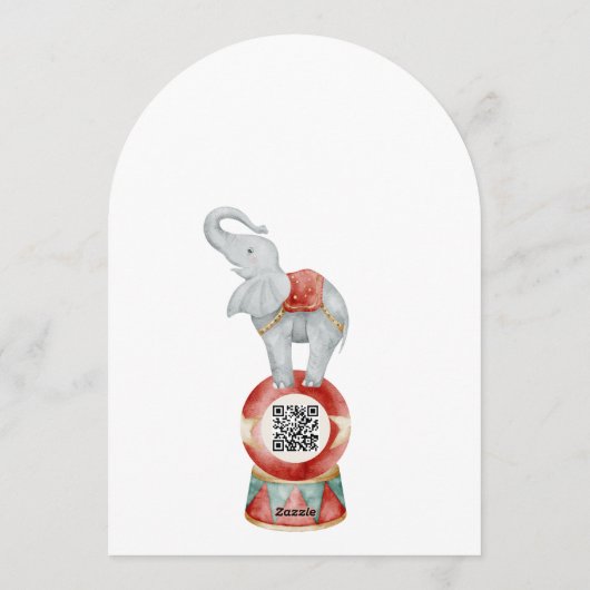 fun Circus Baby Shower with qr code Invitation 招待状 (裏面)