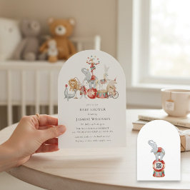 fun Circus Baby Shower with qr code Invitation 招待状