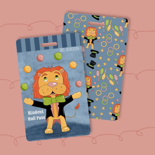 Fun Circus Juggling Lion Student Hall Pass Badge バッジ
