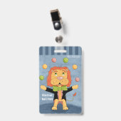 Fun Circus Juggling Lion Student Hall Pass Badge バッジ (正面 (クリップ付))