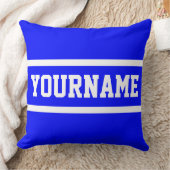 Fun Classy Bright Blue Athletic Text White Stripes クッション (ブランケット)