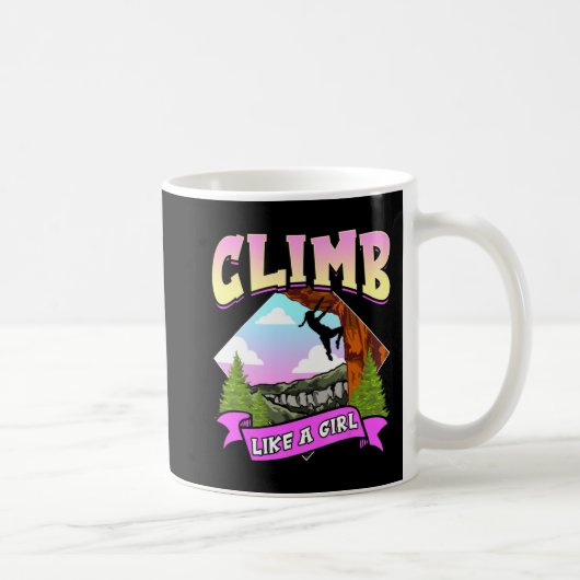 Fun Climb Like A Girl Rock Climbing Bouldering Cli コーヒーマグカップ (右)