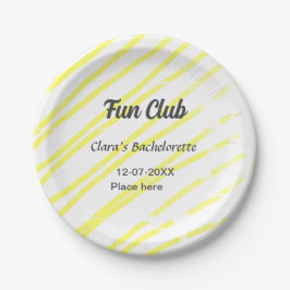 Fun Club bachelorette party yellow lines backgroun ペーパープレート