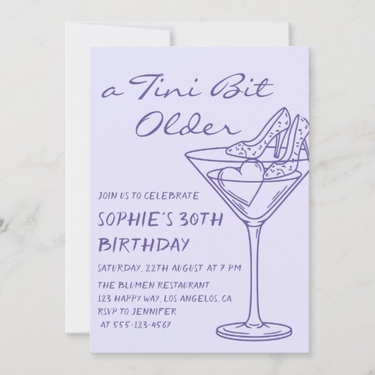 Fun Cocktail A Tini Bit Older 30th Birthday 招待状 (正面)
