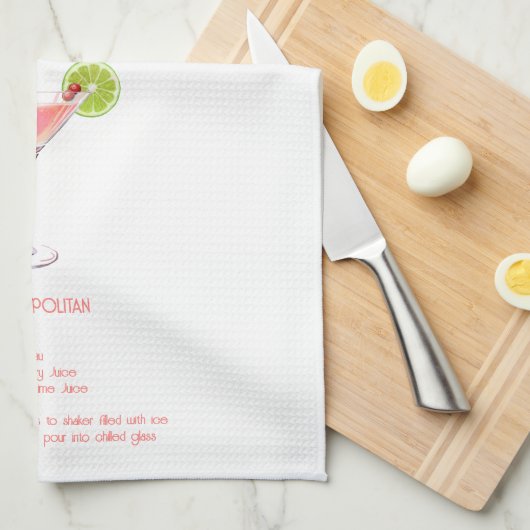  Fun Cocktail Bar Decor - Cosmopolitan Recipe キッチンタオル (四つ折り)