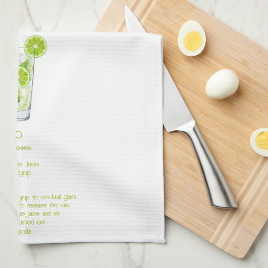  Fun Cocktail Bar Decor - Mojito Recipe キッチンタオル (四つ折り)
