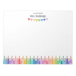 Fun Colored Pencils Note From School Teacher ノートパッド