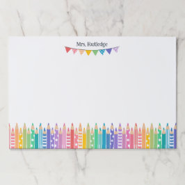 Fun Colored Pencils School Teacher Large ペーパーパッド