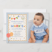 Fun Colorful 2nd Birthday Photo Invitation 招待状 (正面)