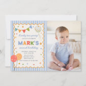 Fun Colorful 2nd Birthday Photo Invitation 招待状 (正面)