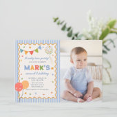 Fun Colorful 2nd Birthday Photo Invitation 招待状 (スタンド正面)