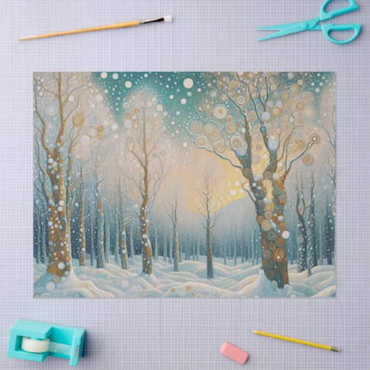 Fun Colorful Abstract Winter Wonderland Art 薄葉紙 (クラフト)
