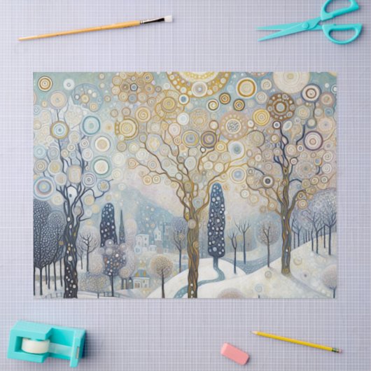 Fun Colorful Abstract Winter Wonderland Art 薄葉紙 (クラフト)