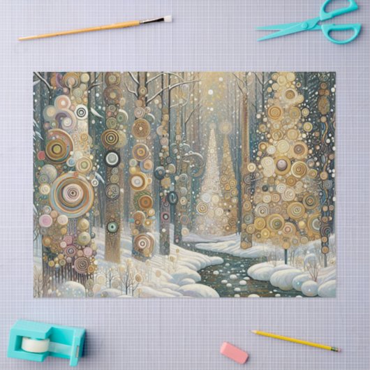 Fun Colorful Abstract Winter Wonderland Art 薄葉紙 (クラフト)